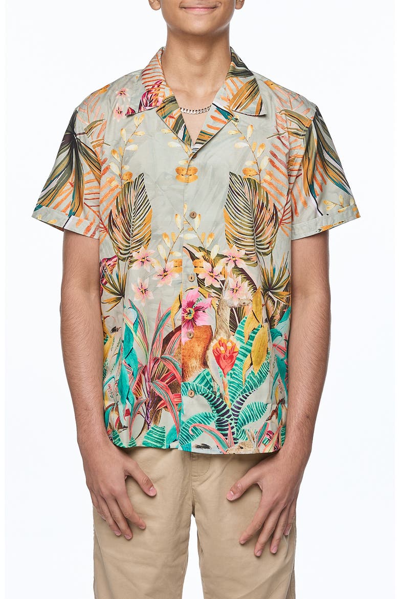 Printed Camp Shirt, Main, color, NATURAL
