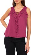 Vince Camuto Ruffle Neck Sleeveless Top
