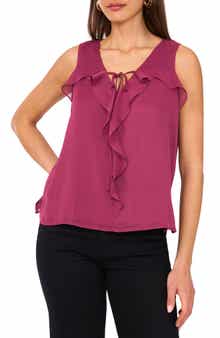 Vince Camuto Ruffle Neck Sleeveless Top
