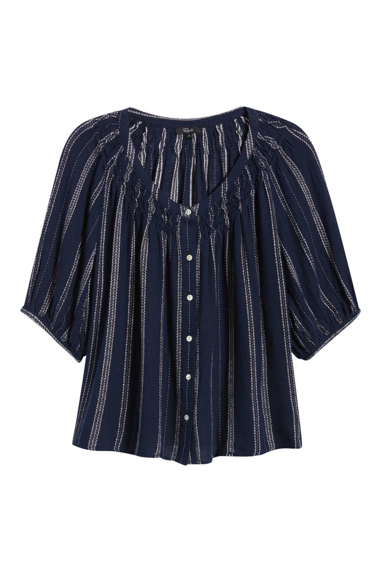 Rix Embroidered Stripe Linen Blend Top, Alternate, color, MARINA STRIPE