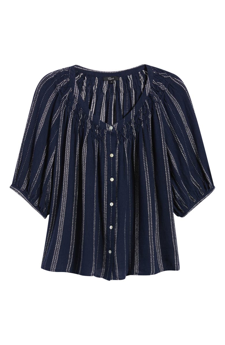 Rails Rix Embroidered Stripe Linen Blend Top, Main, color, Marina Stripe