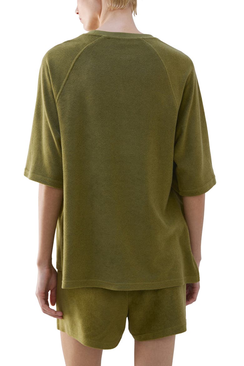 Cotton Blend Terry Pajama Top, Alternate, color, KHAKI GREEN