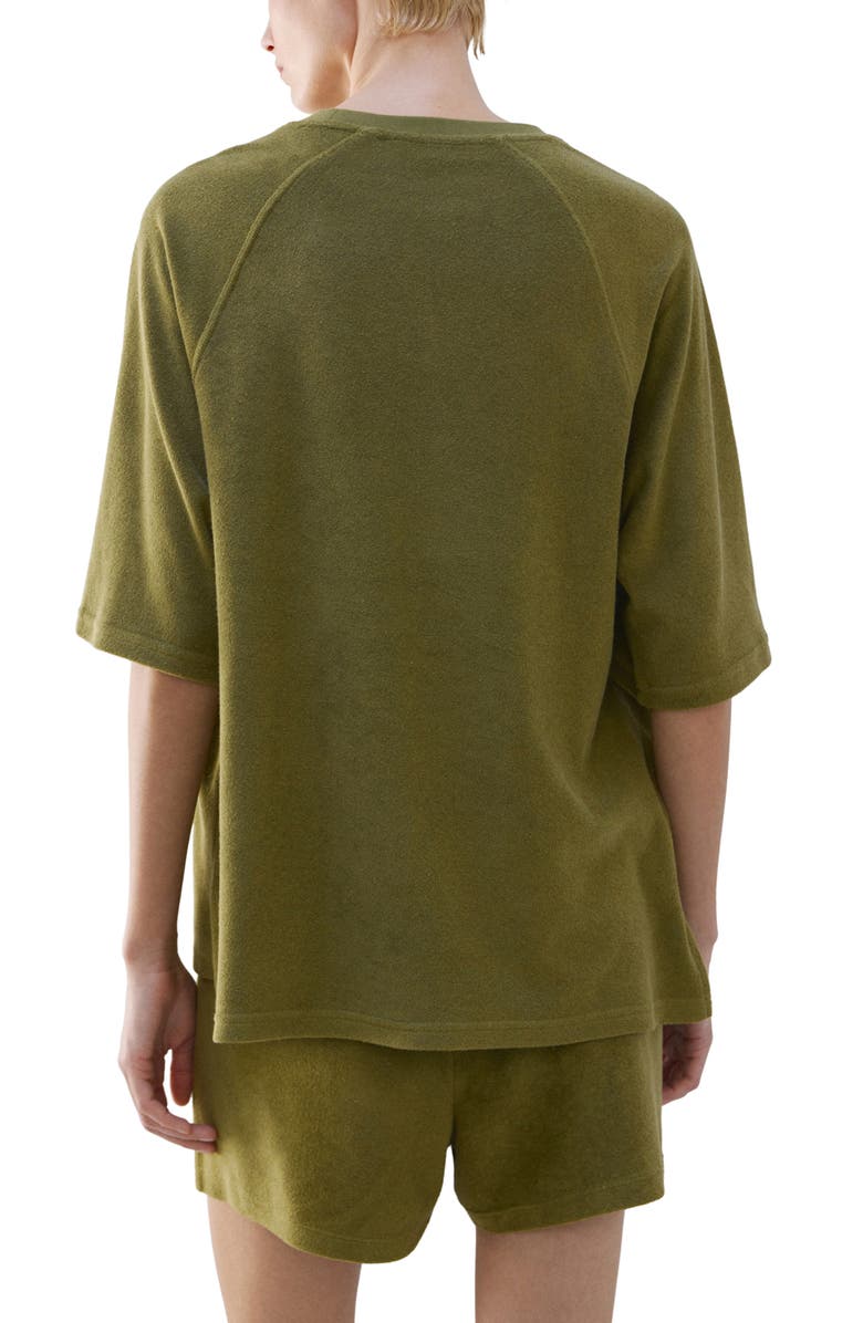 MANGO Cotton Blend Terry Pajama Top, Alternate, color, Khaki Green