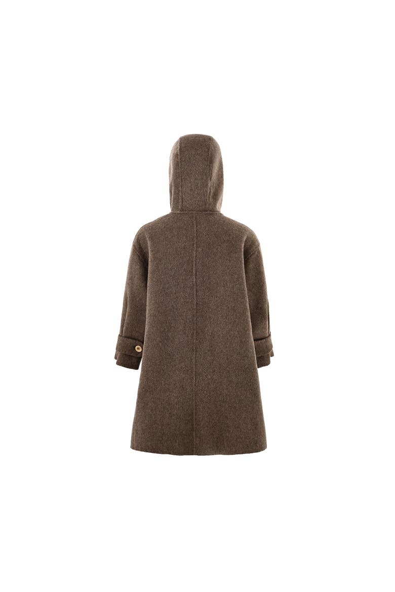 Hooded Wool Coat & Mittens Set, Alternate, color, Brown