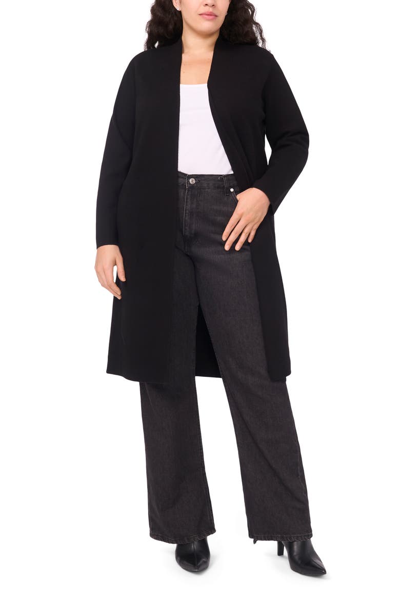 Open Front Longline Cardigan, Main, color, RICH BLACK
