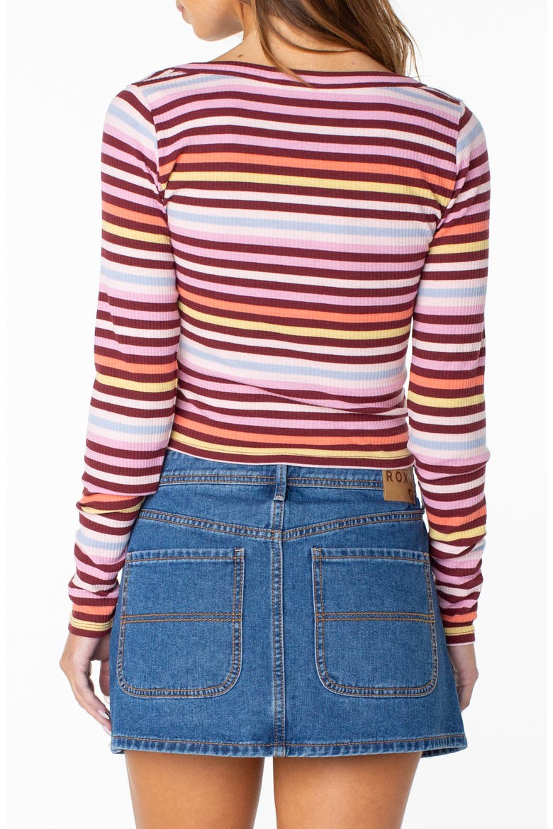 Terrace Striped Cropped Long Sleeve Top, Alternate, color, PORT