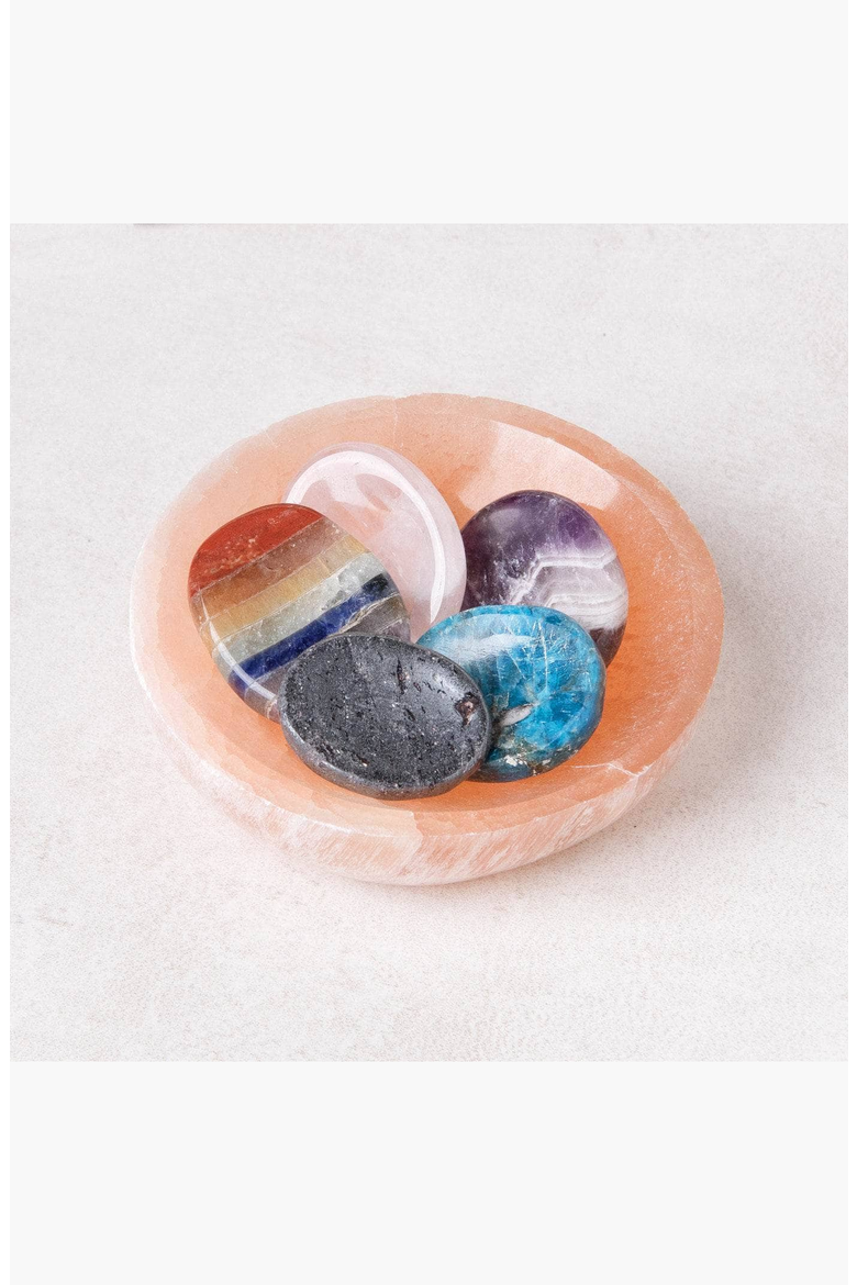 Peach Selenite Crystal Recharging Bowl, Alternate, color, Peach
