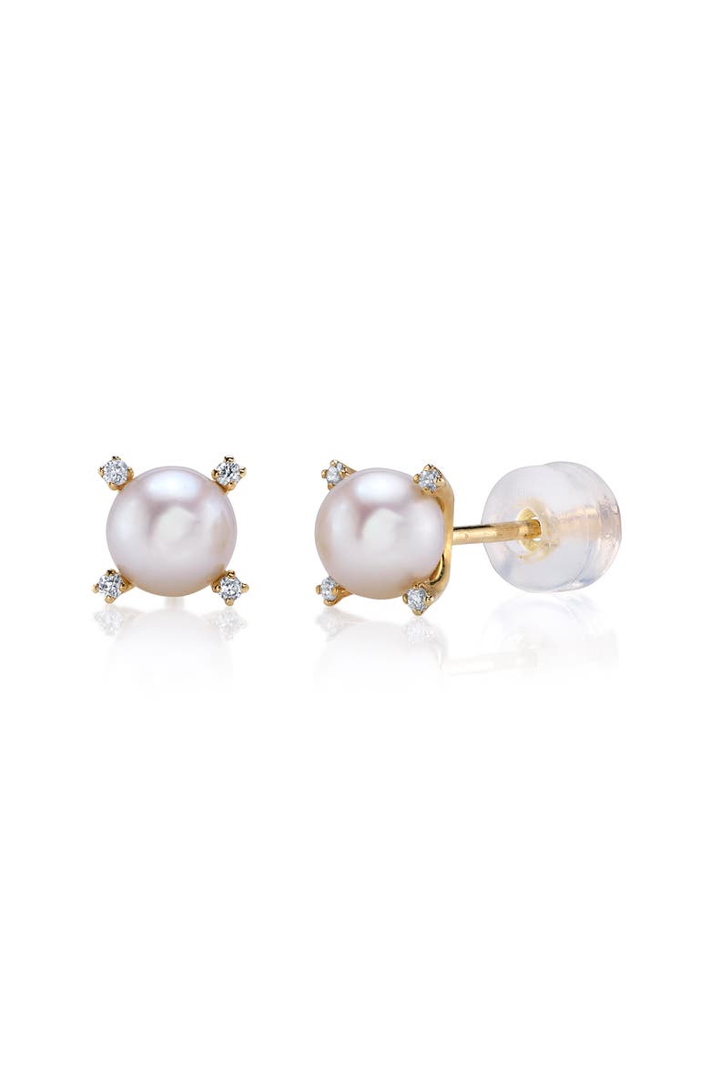 14K Gold Freshwater Pearl & Diamond Lolla Earrings, Main, color, Yellow Gold