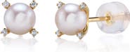 The Pearl Source 14K Gold Freshwater Pearl & Diamond Lolla Earrings