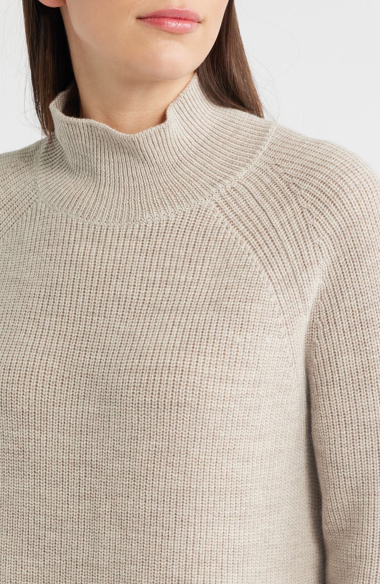 Eileen Fisher Raglan Sleeve Merino Wool Turtleneck Sweater, Alternate, color, Maple Oat