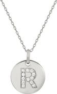 SUZY LEVIAN Cubic Zirconia Initial Disc Pendant Necklace