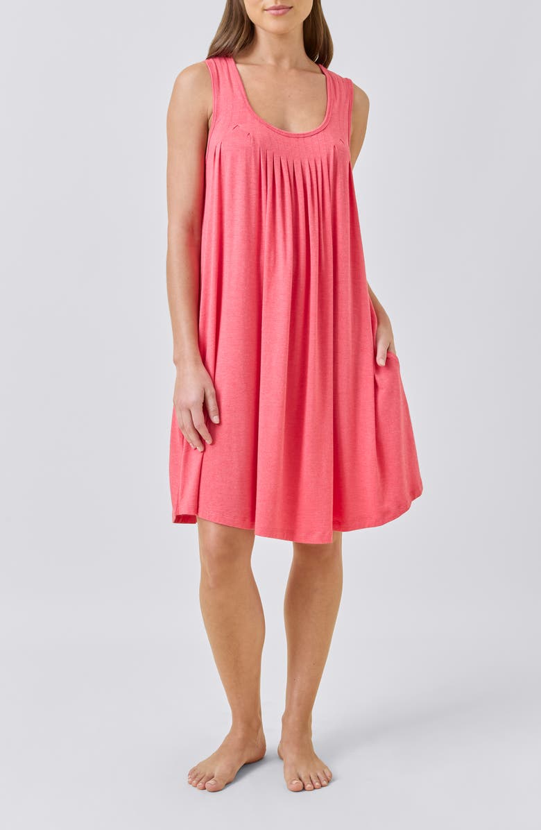 Papinelle Kate Pleated Nightgown, Alternate, color, Geranium