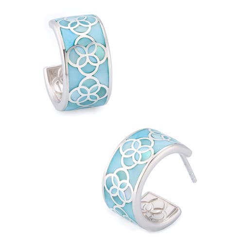 Jan Leslie Petal Gemstone Sterling Silver Huggie Earring In Blue