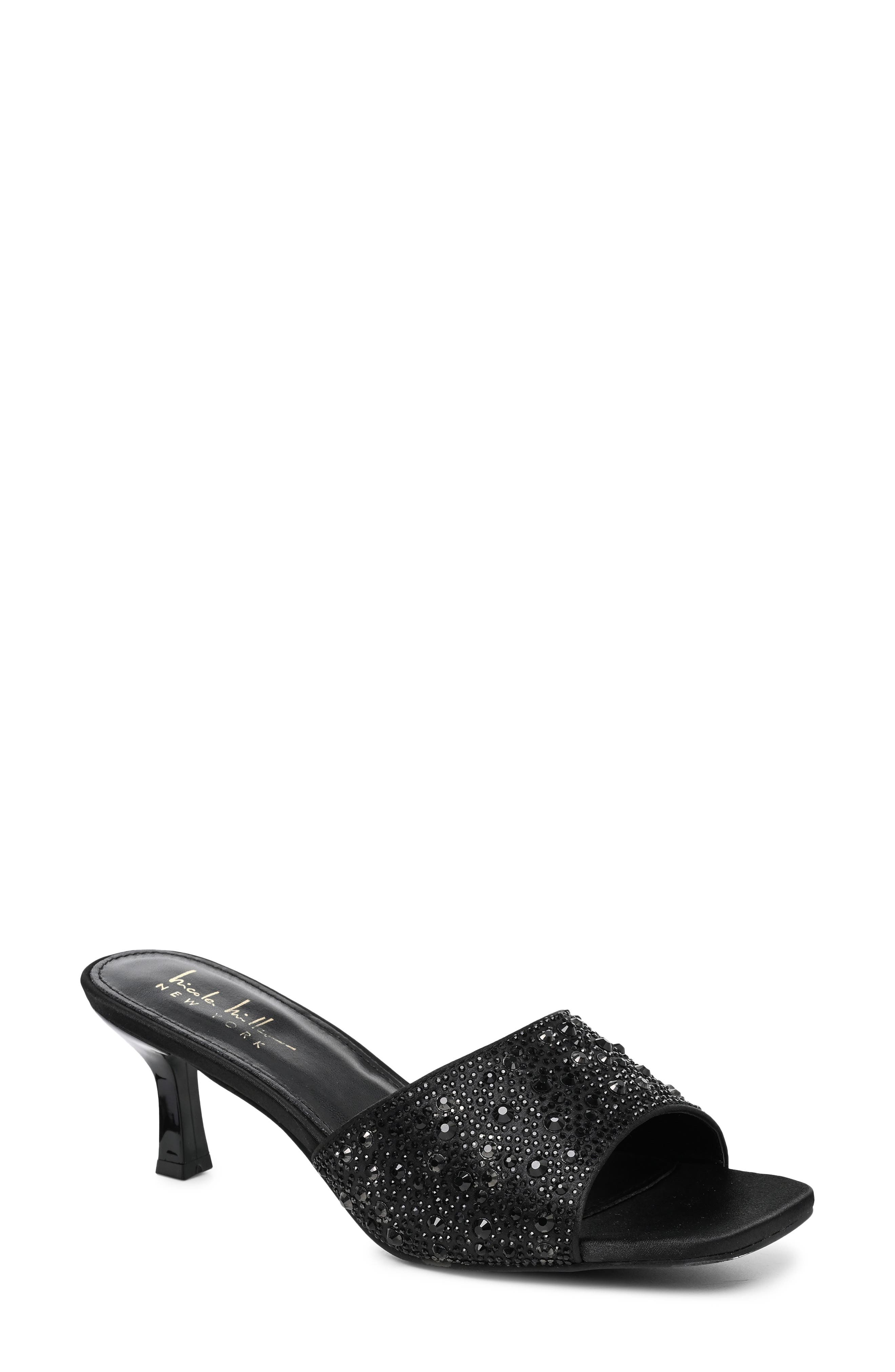 Rhinestone Embellished Mule Heeled Sandal