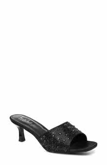 Rhinestone Embellished Mule Heeled Sandal