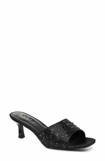 Rhinestone Embellished Mule Heeled Sandal
