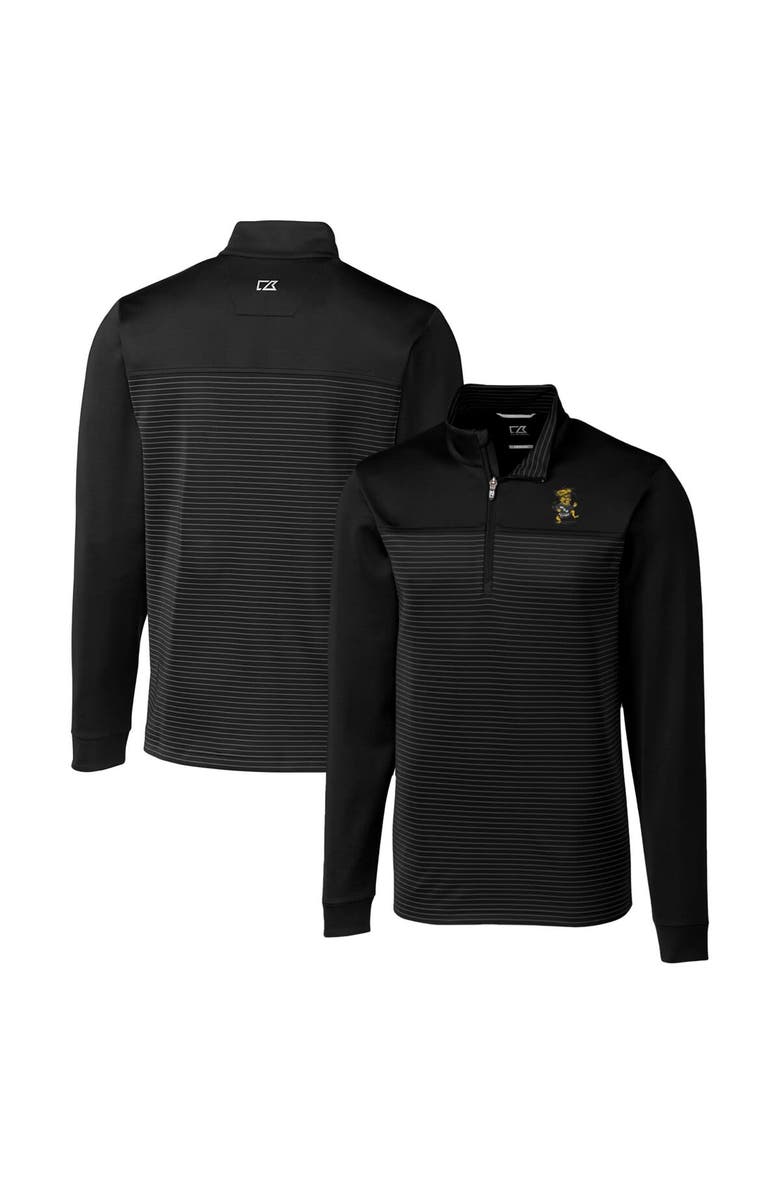 Cutter & Buck Men's Cutter & Buck Black Wichita State Shockers Traverse Stripe Quarter-Zip Pullover Top, Main, color, 