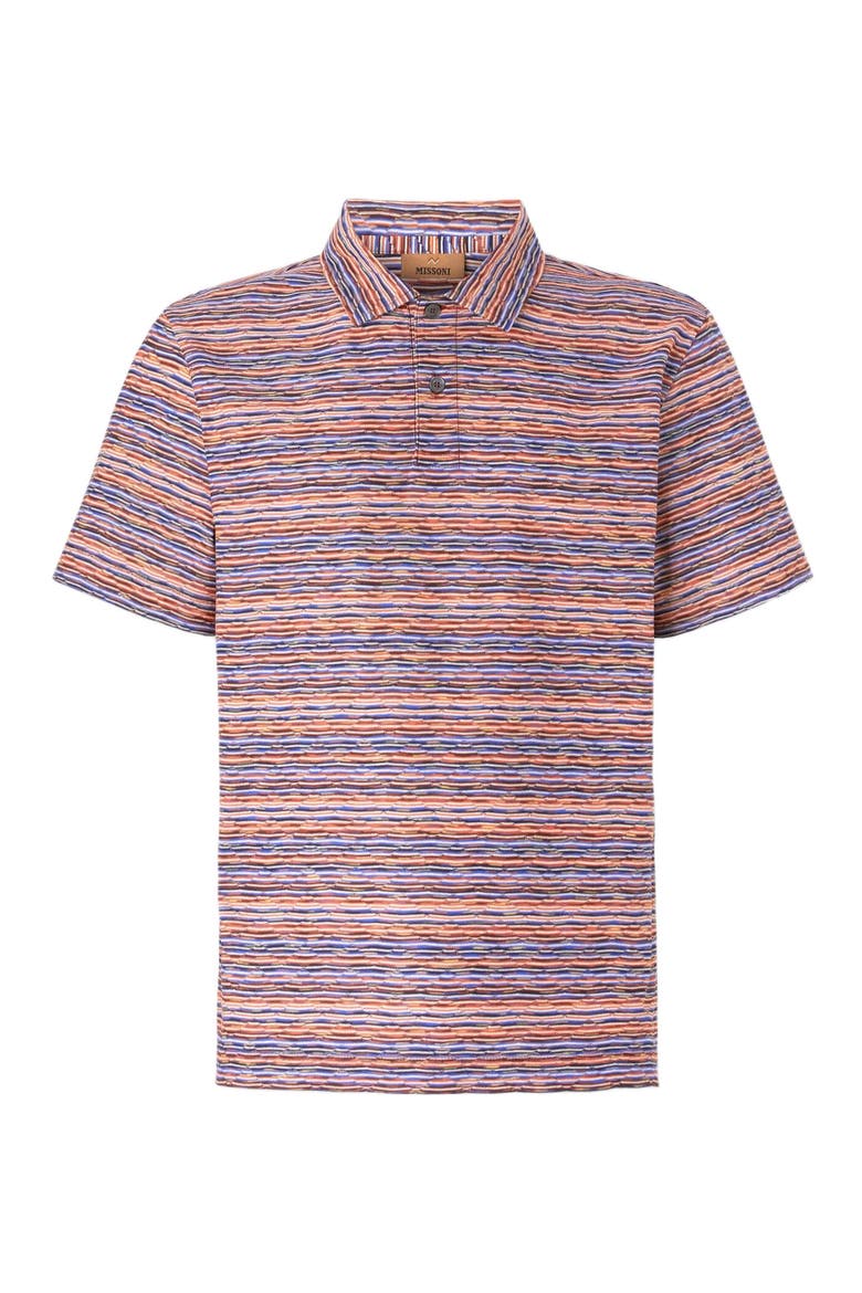 Short Sleeve Polo In Flame Jersey, Alternate, color, Red & Blue