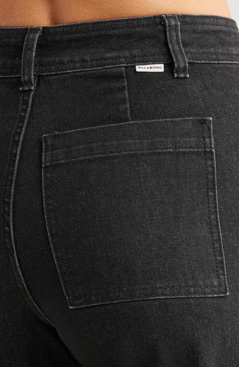 Billabong Free Fall Stretch Crop Wide Leg Jeans, Alternate, color, Black Rinse