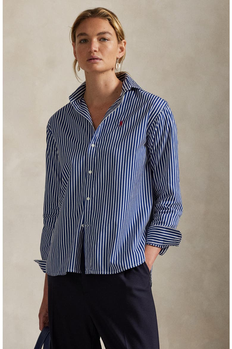 Stripe Relaxed Fit Cotton Button-Up Shirt (Women) | Nordstrom