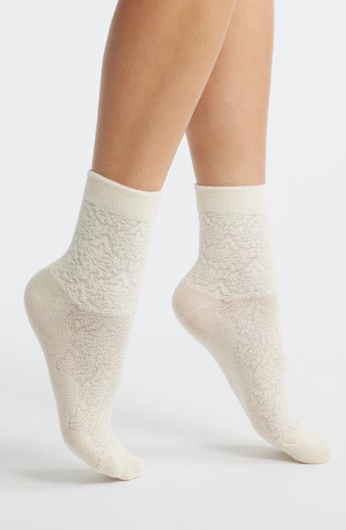 Stems Fleur Cotton Blend Crew Socks In White