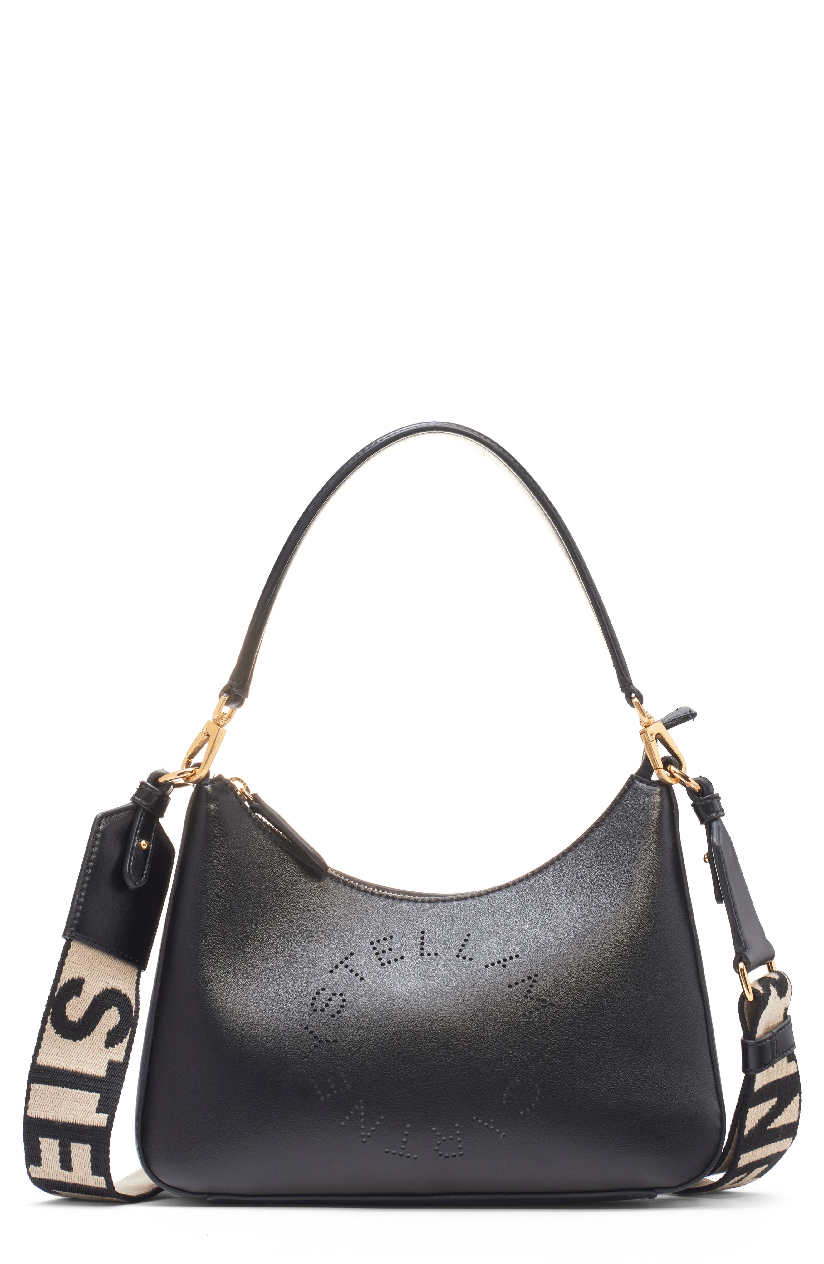 Stella McCartney Small Logo Leather Shoulder Bag, Main, color, 