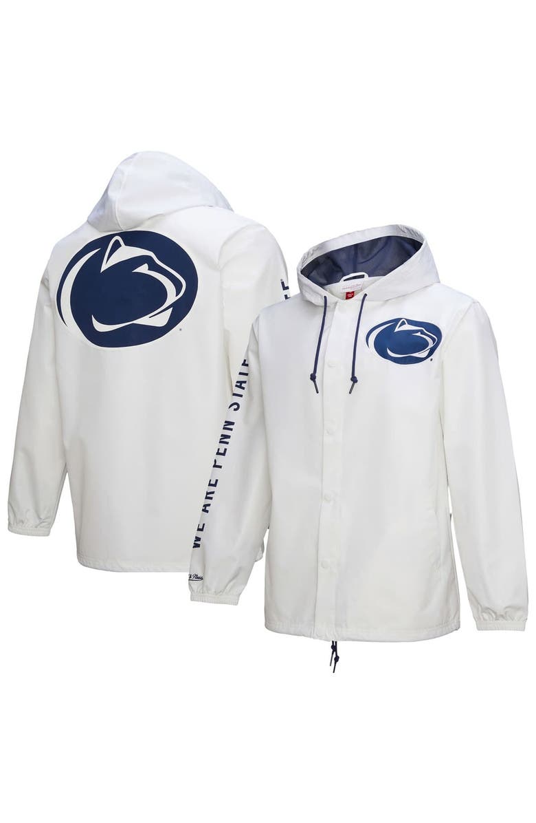 Mitchell & Ness Men's Mitchell & Ness  White Penn State Nittany Lions Coaches Full-Snap Hoodie Jacket, Main, color, 