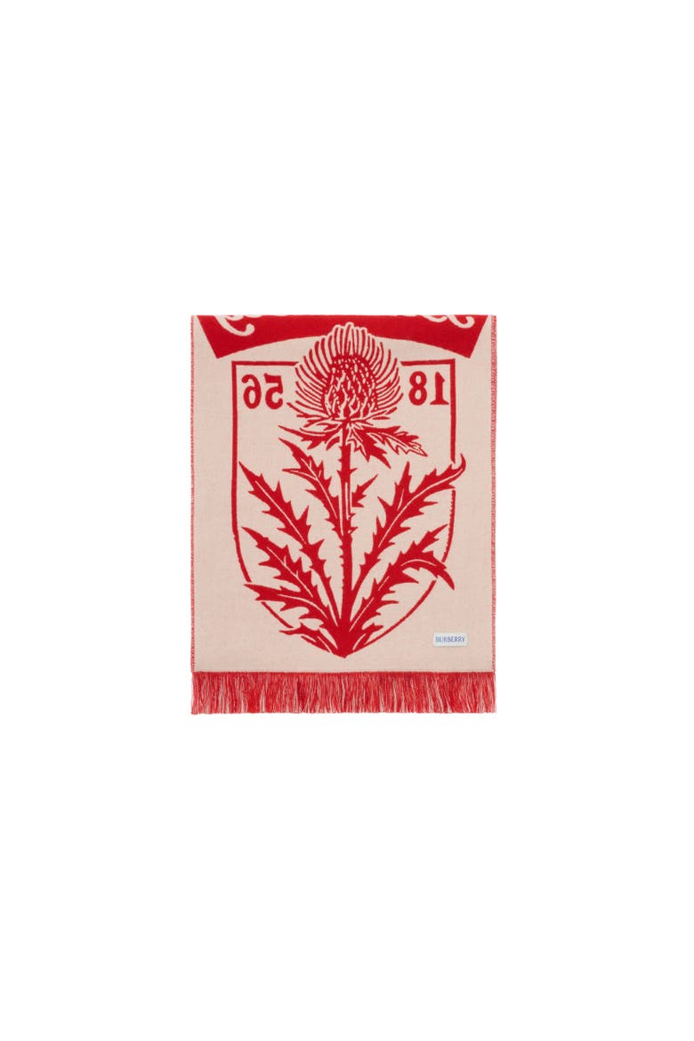 Thistle Shield Wool Scarf, Alternate, color, Poppy red