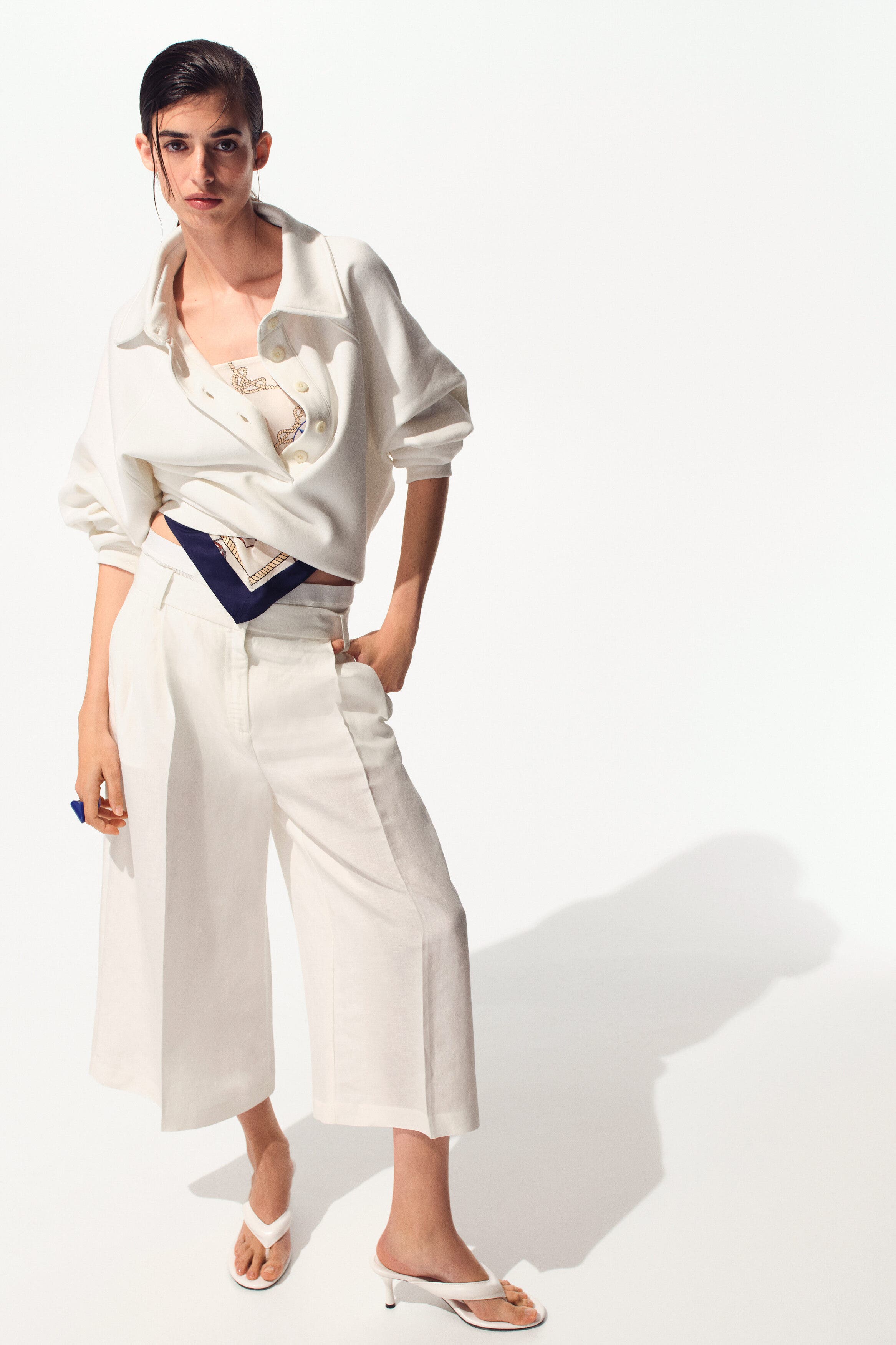 Wide Linen-blend Culottes - image 2
