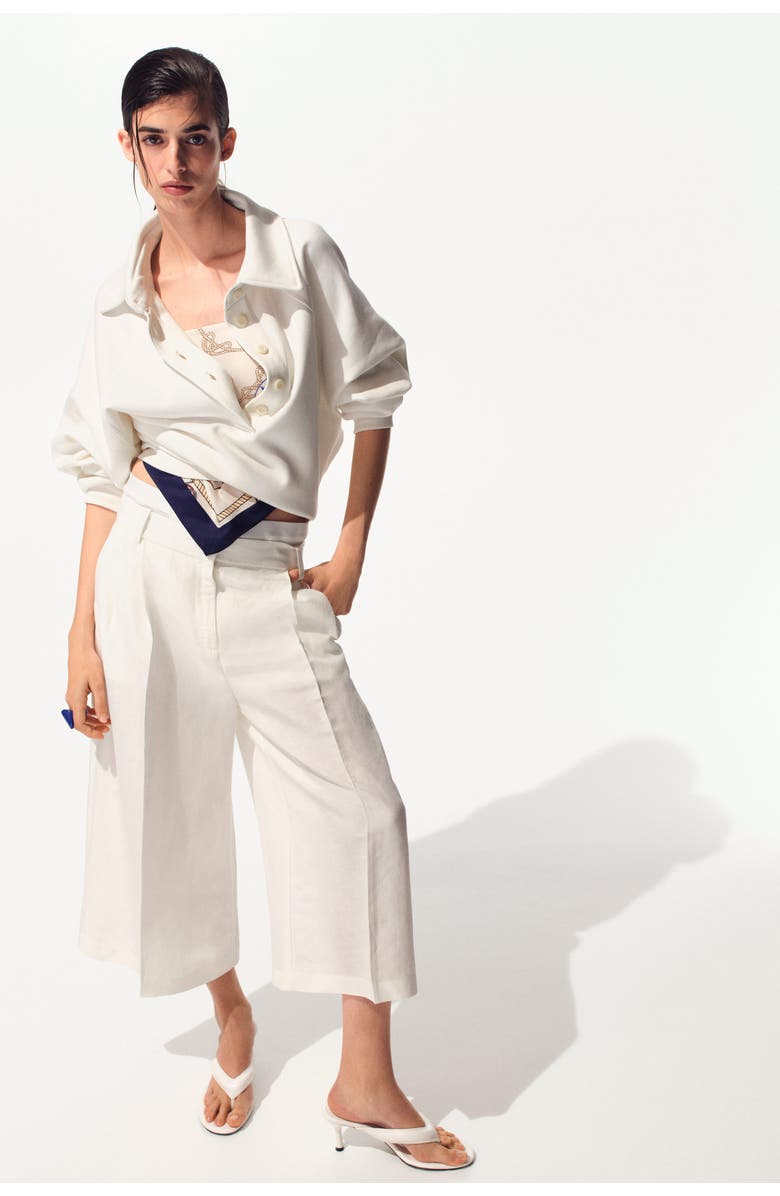 H&M Wide Linen-blend Culottes, Alternate, color, 