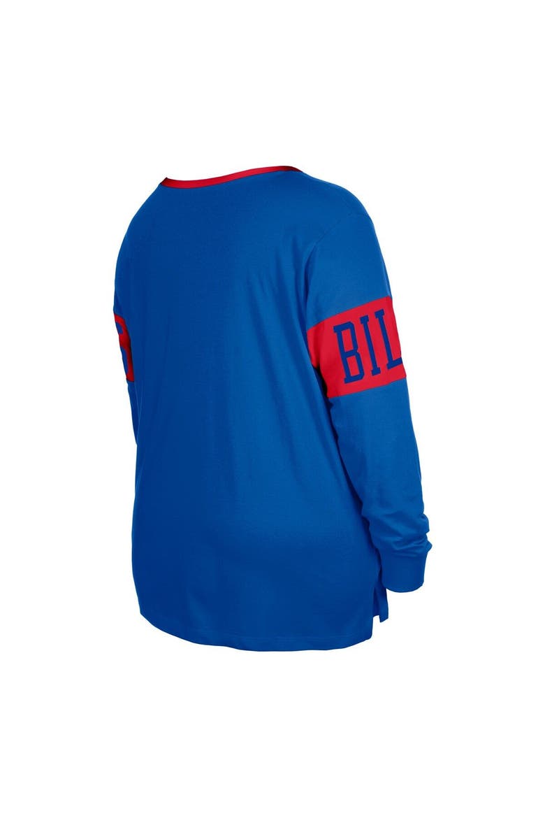 Women's New Era  Royal Buffalo Bills Plus Size Lace-Up Notch Neck Long Sleeve T-Shirt, Alternate, color, Royal