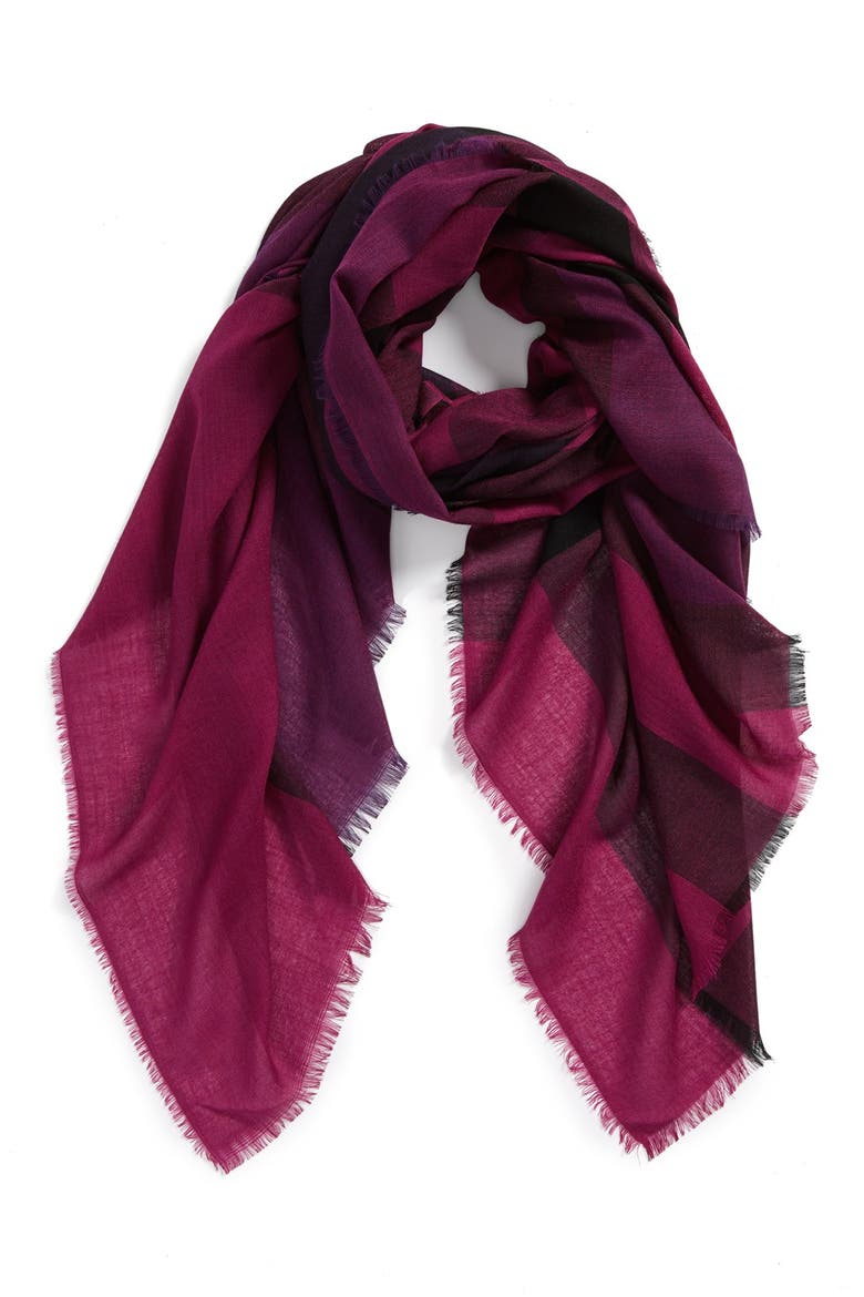 Mega Check Merino Wool Scarf, Alternate, color, BRIGHT VIOLET CHECK