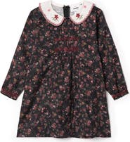 Jolie Capri Embroidered Collar Long Sleeve Cotton Dress
