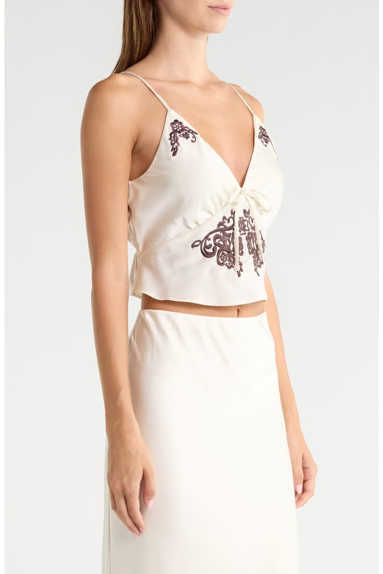 Embroidered Crop Satin Babydoll Camisole, Alternate, color, EGRET