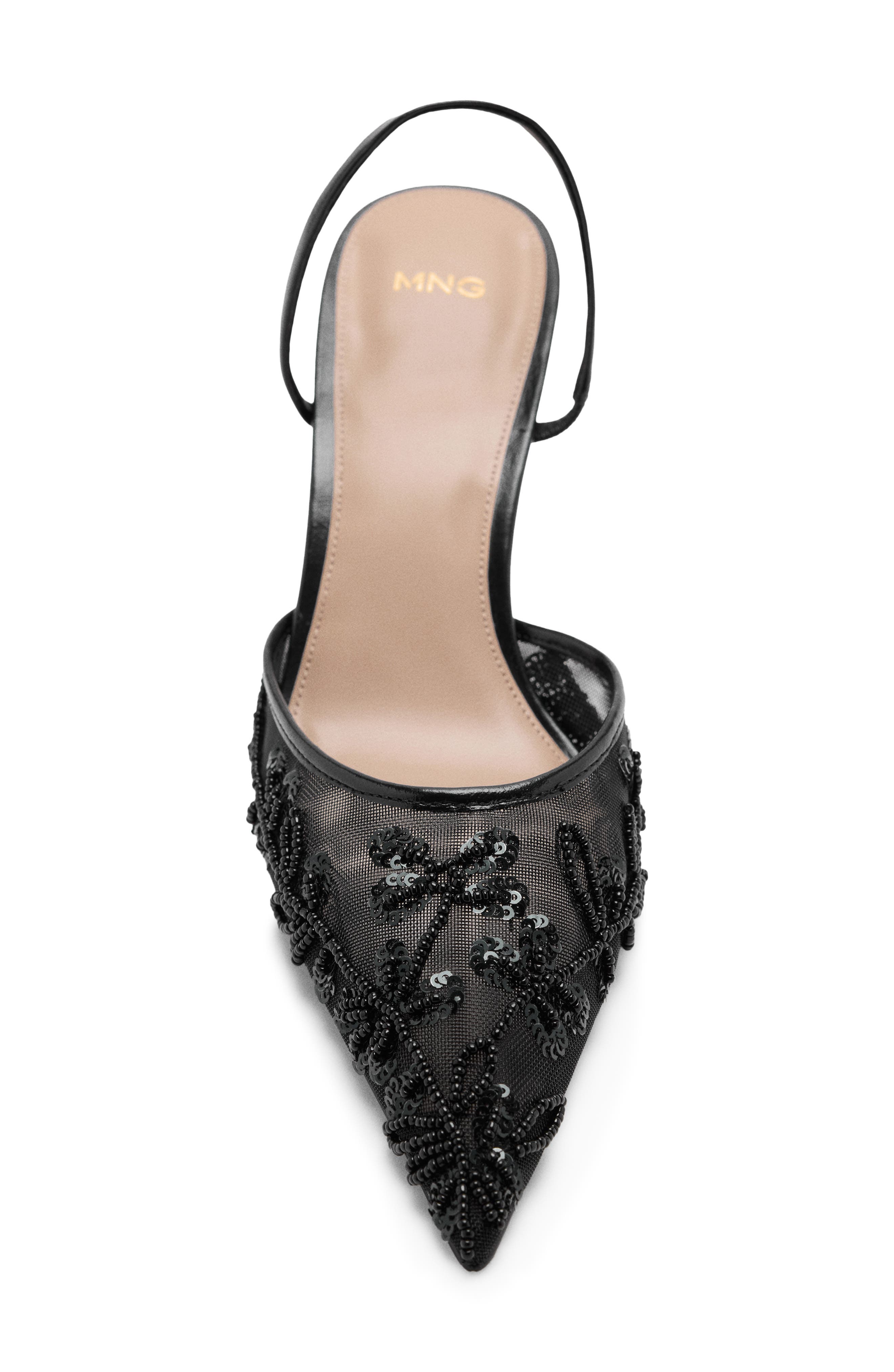 Embroidered Kitten Heel Slingback Pump, Alternate, color, BLACK