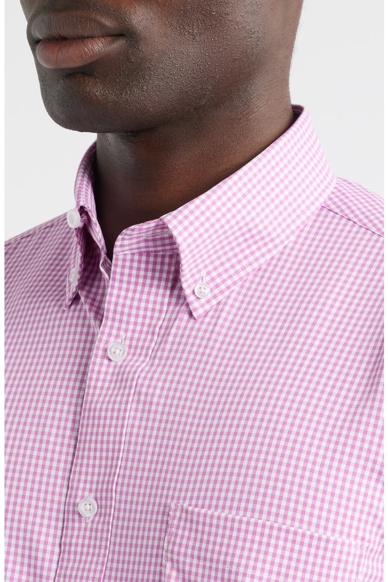 Regular Fit Red Gingham Check Cotton Twill Button-Down Shirt, Alternate, color, PURPLE