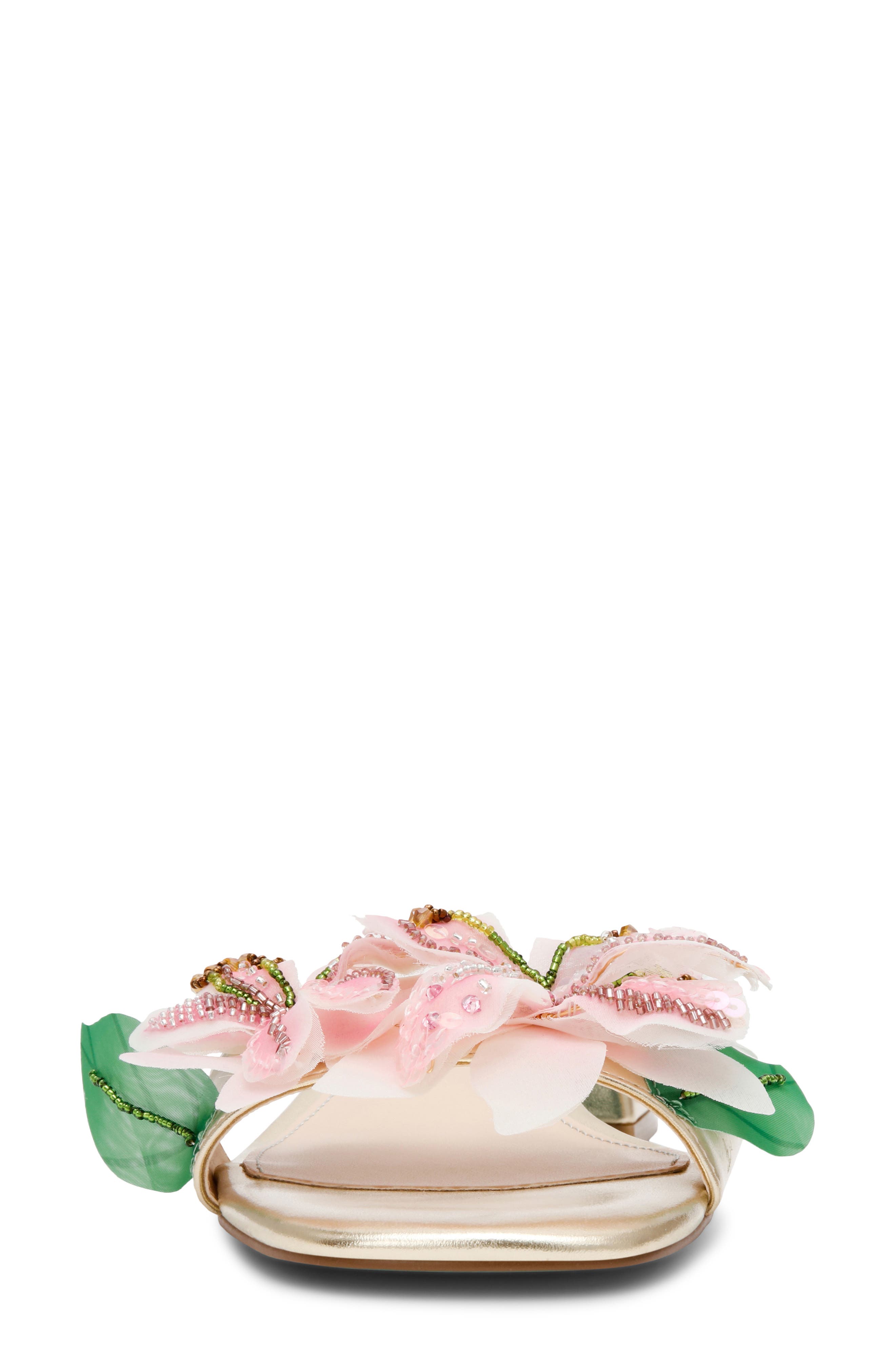 Betsey Johnson Rosia Beaded Flower Sandal, Alternate, color, Light Gold