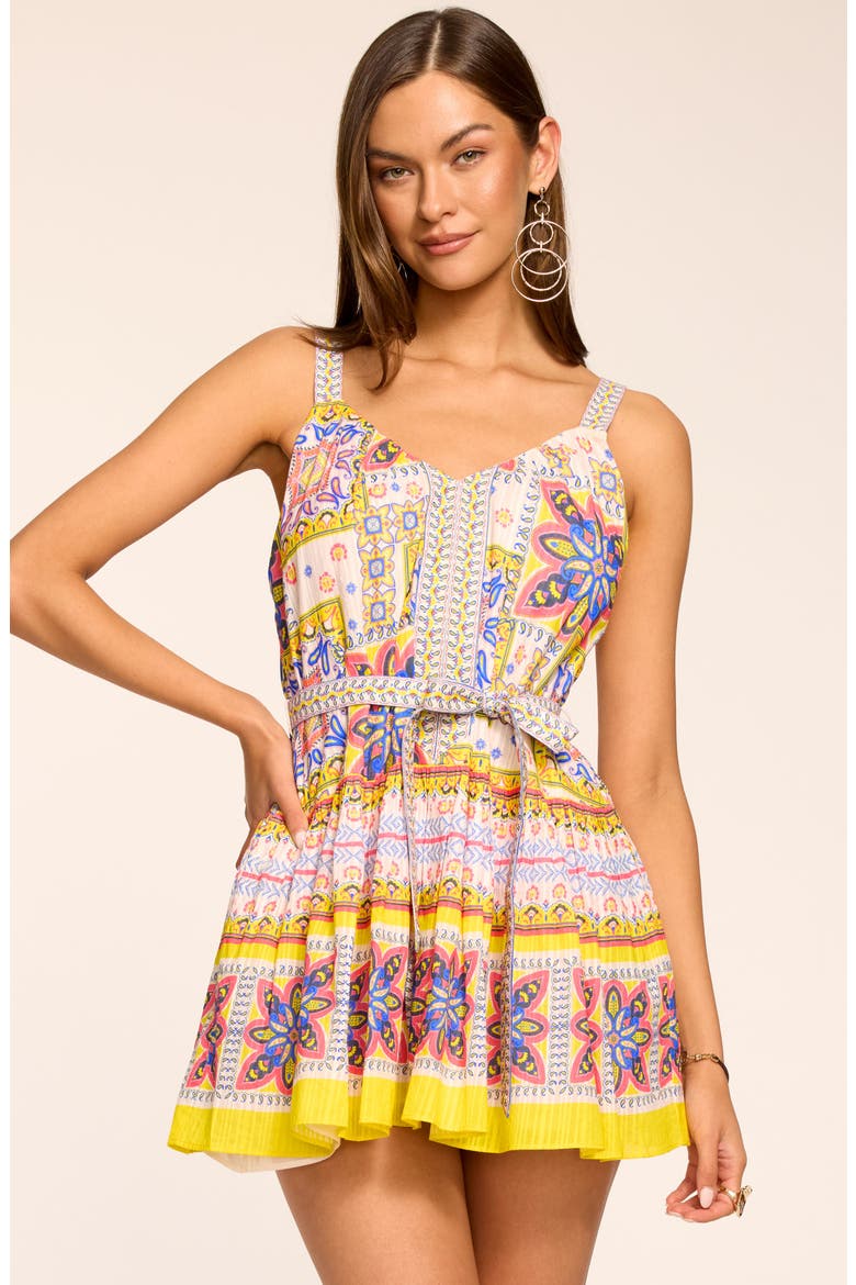 Ocean Mixed Print Cotton Minidress, Alternate, color, WHITE PIAZZA