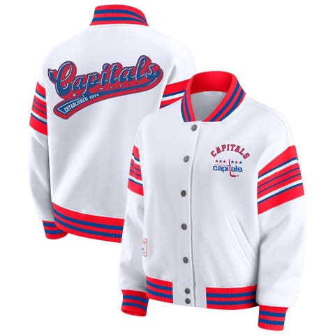 Women
s WEAR by Erin Andrews White/Red Washington Capitals Full-Snap Fleece Sweatshirt Jacket
