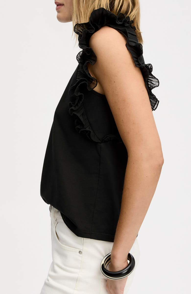 Sam Edelman Pleated Ruffle Sleeve Top, Alternate, color, True Black