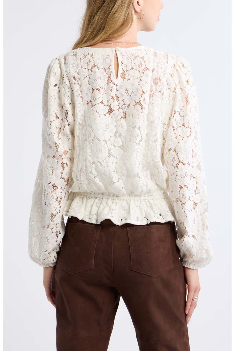 Elastic Hem Lace Top, Alternate, color, IVORY EGRET