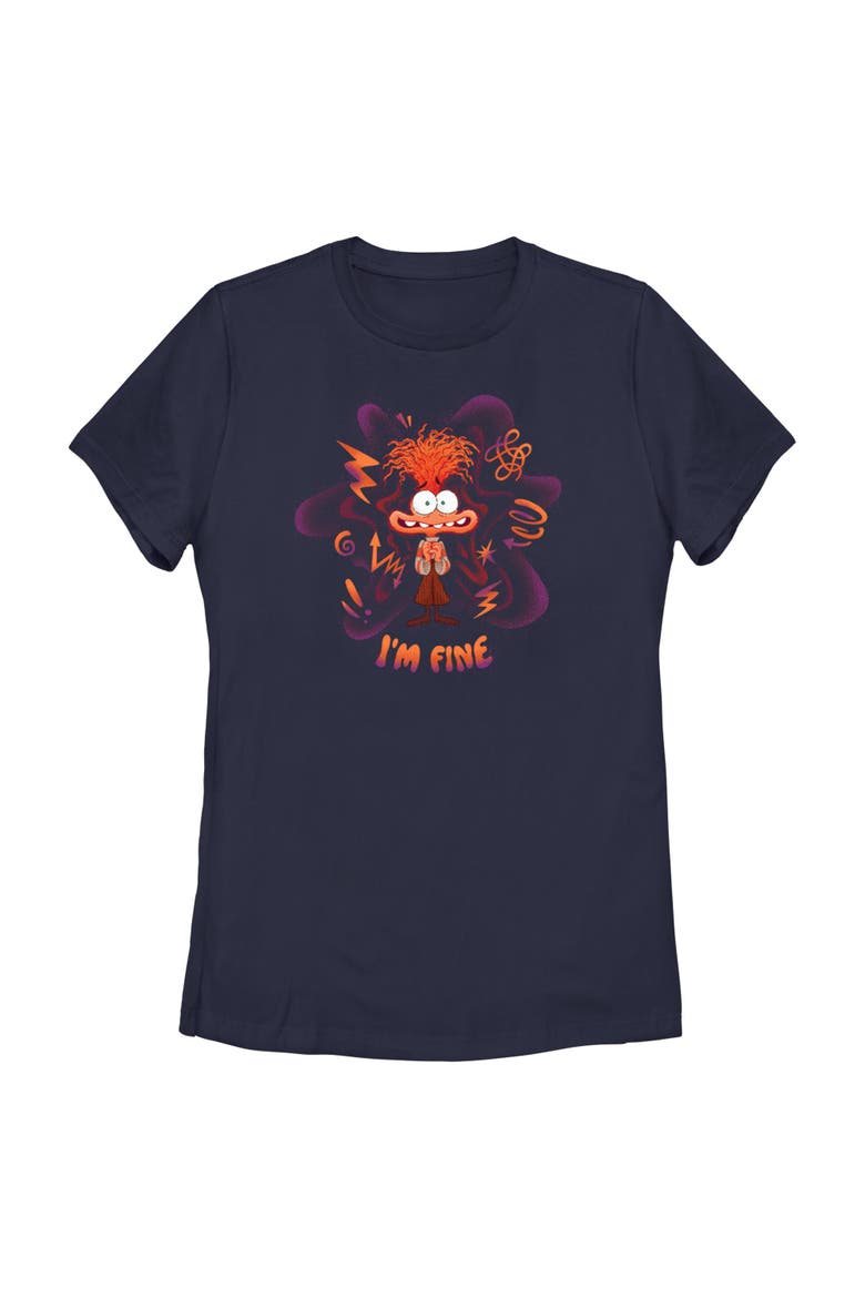 Women's Anxiety I'm Fine Short Sleeve Graphic T-Shirt, Main, color, Navy Blue