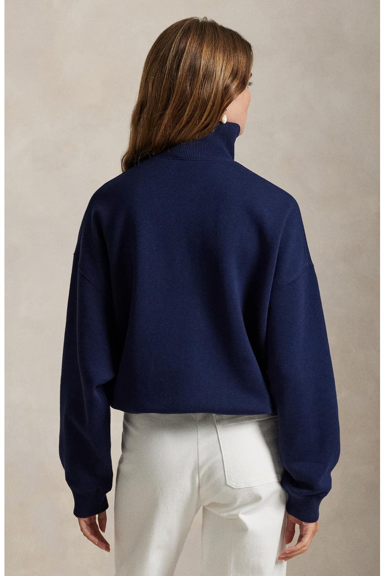 Rib Trim Mock Neck Pullover, Alternate, color, CRUISE NAVY