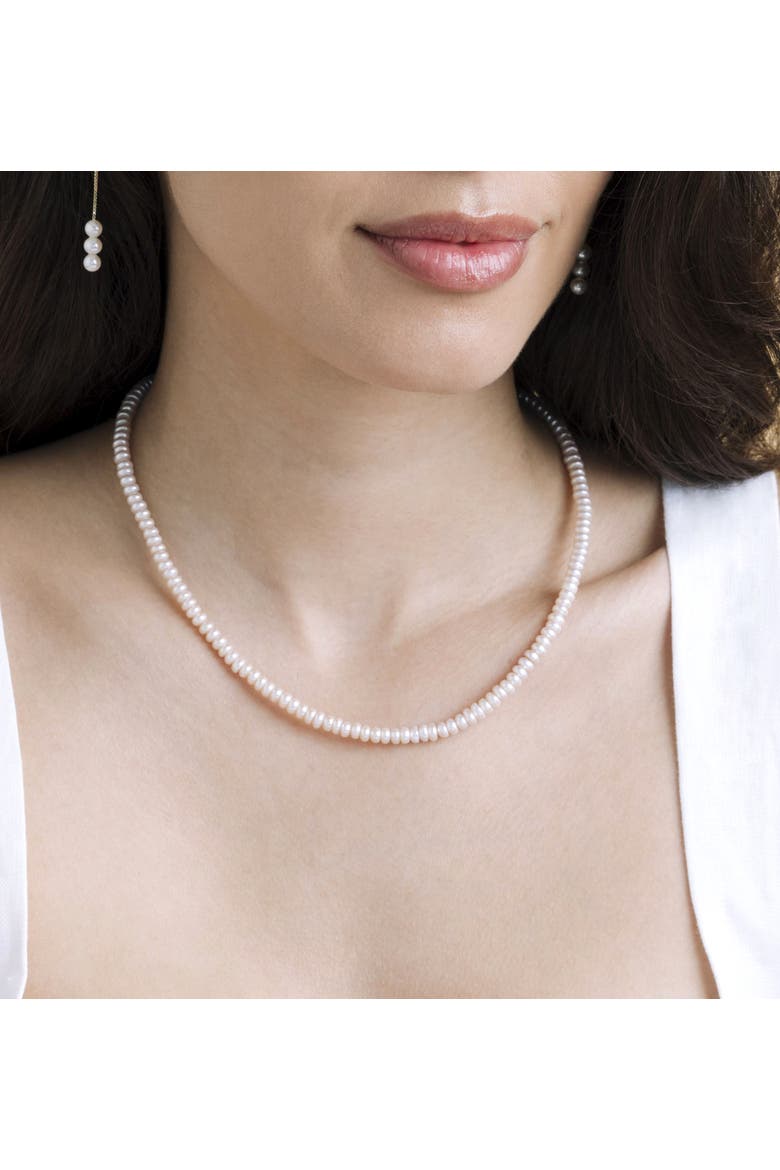 4.5-5.0mm White Freshwater Pearl Logan Necklace, Alternate, color, Sterling Silver Clasp