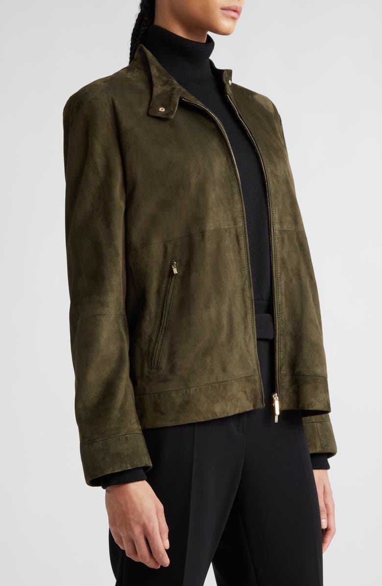 Max Mara Jene Suede Biker Jacket, Alternate, color, 