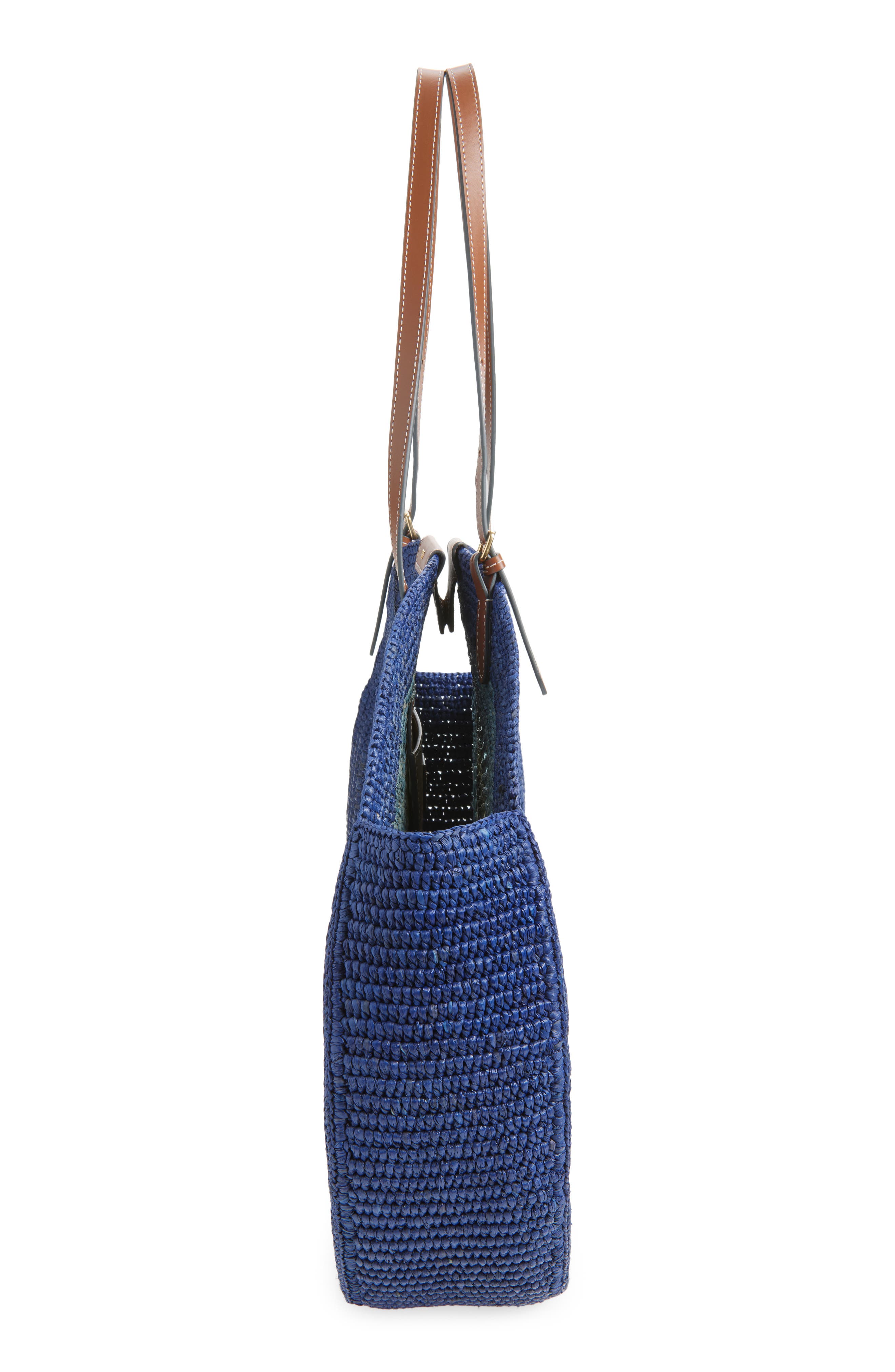 Anya Hindmarch Bow Round Raffia Tote, Alternate, color, Monday