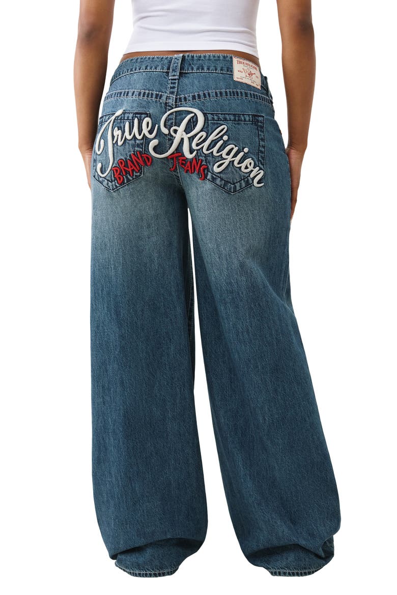 Jessie Embroidered Wide Leg Jeans, Alternate, color, OCEAN VOYAGE