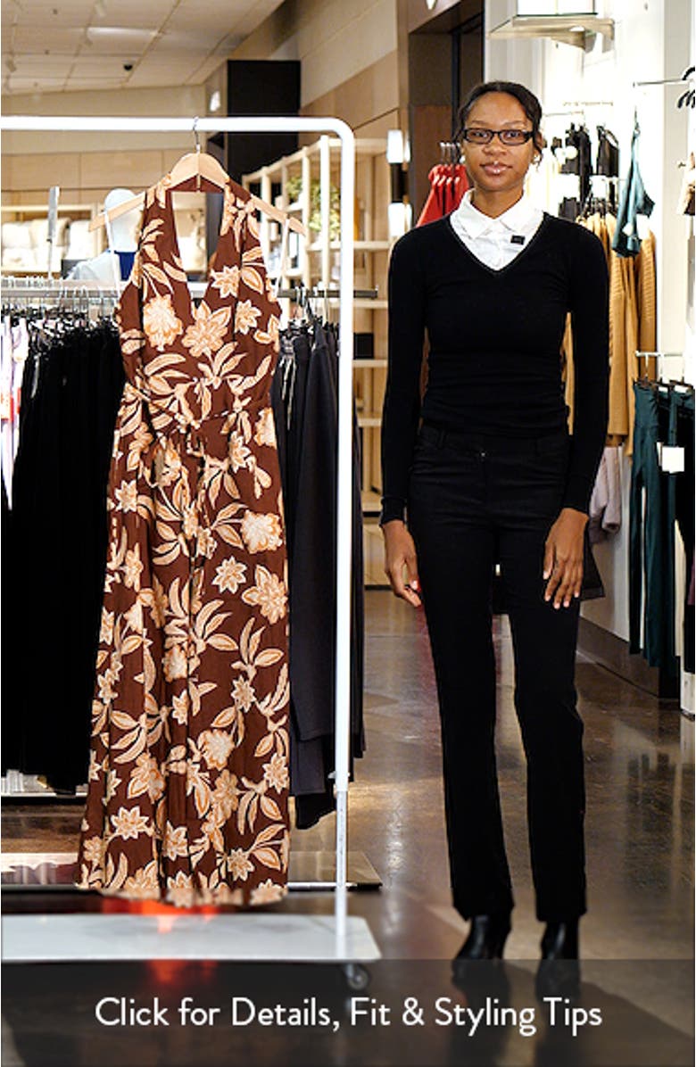 Kehlani Floral Halter Neck Wide Leg Cotton Blend Jumpsuit, sales video thumbnail