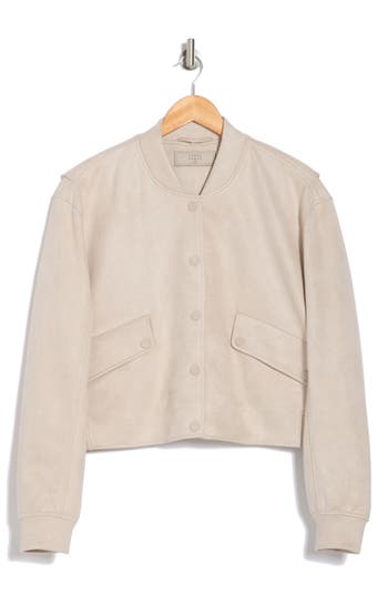 Blanknyc Faux Suede Bomber Jacket In Brickwall