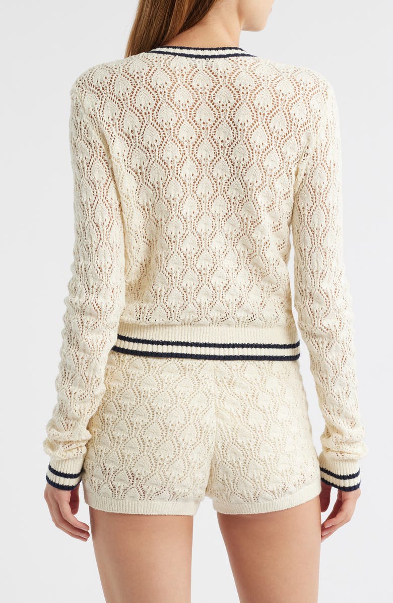 FRAME The Rookie Open Stitch Cardigan, Alternate, color, Cream Multi